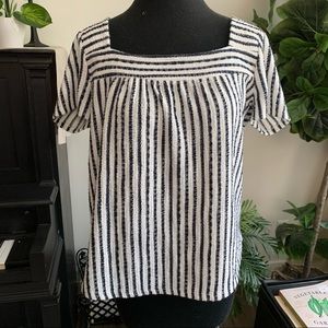 Lucky brand square neck navy white stripped top